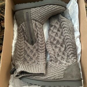 UGG Grey Classic Cardi Cabled Knit